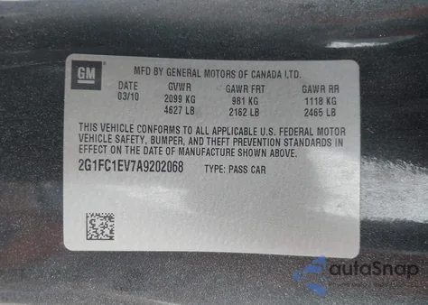 2010 Chevrolet Camaro 2Lt from USA, damaged, VIN 2G1FC1EV7A9202068